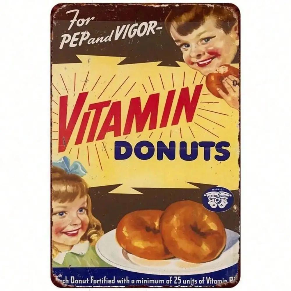Retro Donut Metal Tin Sign Vintage Wall Decor for Home Kitchen Cafe Bar