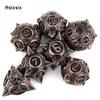 7 Pcs Silver Red Meteor Hammer Metal Dice Solid Metal Polyhedral Dice Set Suitable for Role-Playing RPG  Board Game Card Game