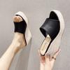908-9 Slope Heel High Heel Sandals 10CM Waterproof Table Sponge Cake Thick-soled Hemp Rope Woven Inner Heightening Fish Mouth Slippers Women