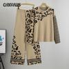 Women's Plus Size Autumn Two Piece Senior Sense Loose Leopard Print Sweater Pants Fashion Casual Suit