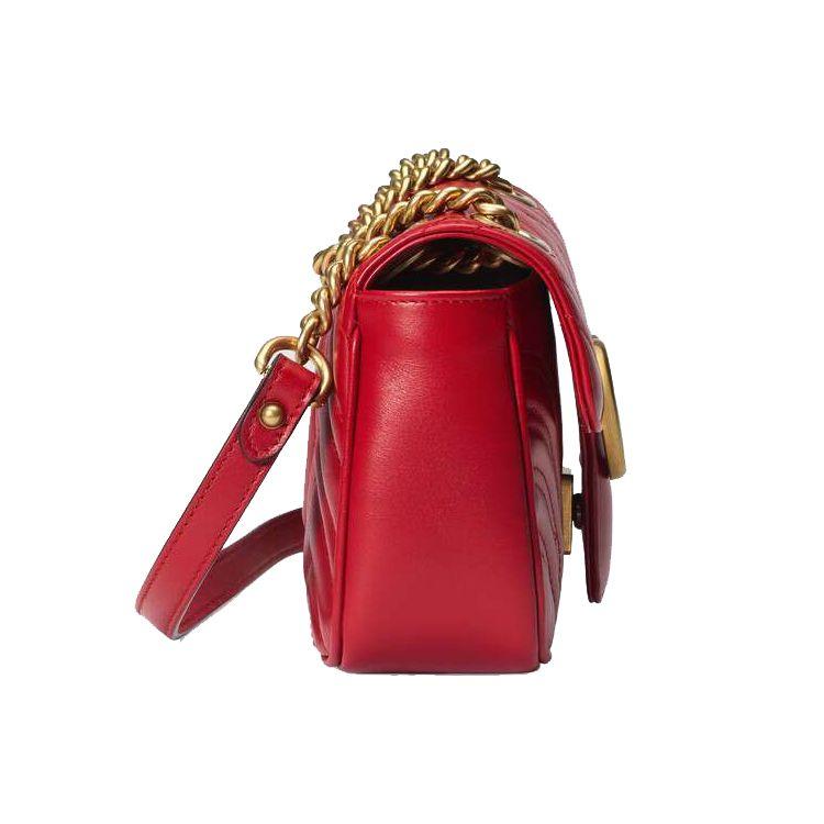 Gucci GG Marmont Quilted Leather Mini Shoulder Bag Red Daily Party Shopping 446744-DTDIT-6433