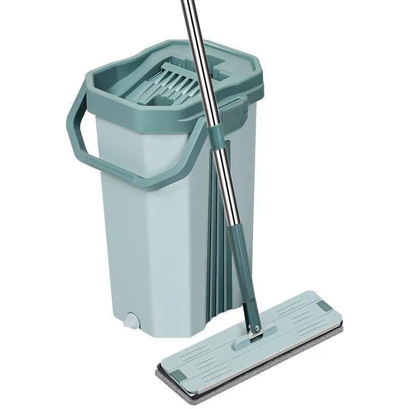 Hands-Free Flat Mop: Dual-Use Scratch-Off Design for Easy, Efficient Cleaning with Bucket.