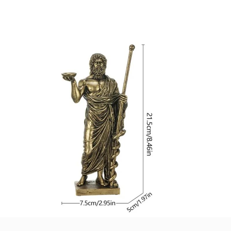 Бог Медицины Посох Асклепия Смола Статуэтка Греческая Мифология Скульптура Врача Декор Стола Клиники Подарок для Студента Медика