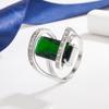 Sterling Silver 925 Green Emerald Ring For Women Anillos De Silver 925 Jewelry Natural Emerald Gemstone Pave Setting Party Rings