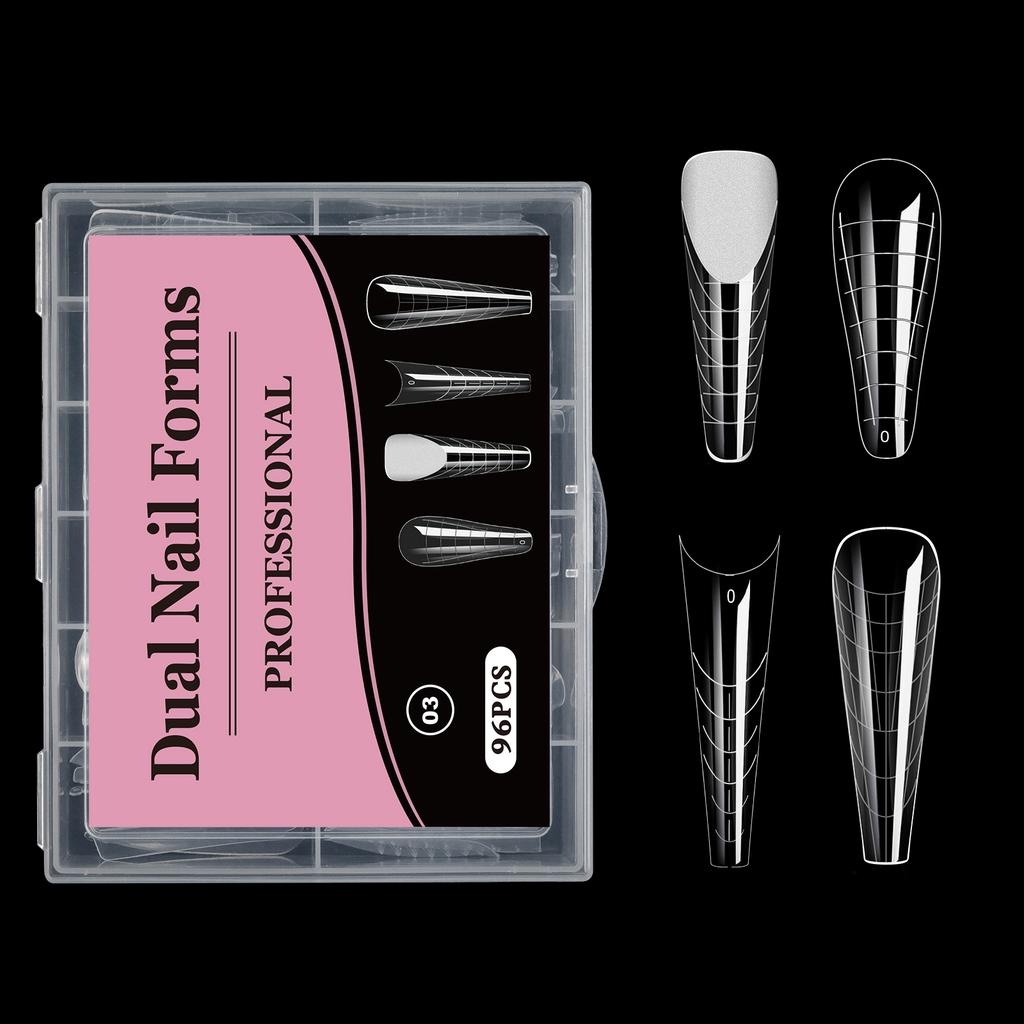 96 шт. Стилет Гроб Прозрачные Двойные Формы Накладные Типсы Форма для Быстрого Наращивания Гелем Инструменты для Нейл-Арта Полное Покрытие Формы для Наращивания Ногтей Топ