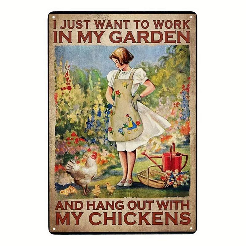 Retro Distressed Gardening Plant Slogan Metal Sign Houseplant Guide Floral Graphic Wall Plate Garden Room Farm Rustic Wall Decor
