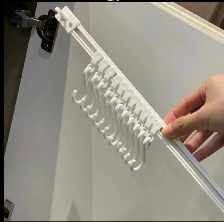 Punch-Free Wall-Mounted Kitchen Spatula Rack with Sliding Hooks