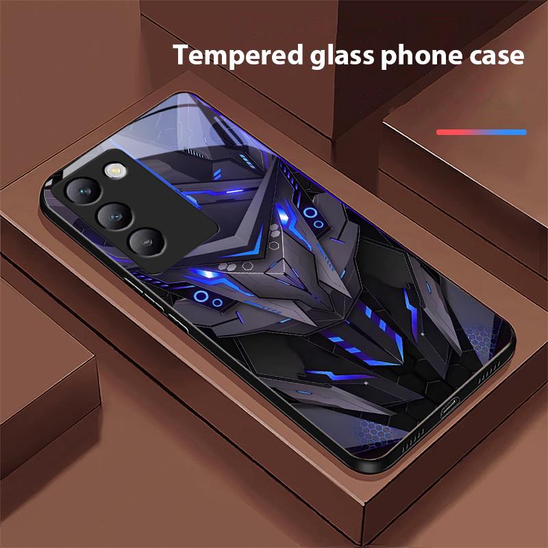 Креативный Мех Для Y72 33S 11 03 36 96 Lite 35 16 Iqoo 12 V40 SE 5G 29 40 21 30 X80 Pro Vivo Закаленное Стекло Чехол Для Телефона Черный