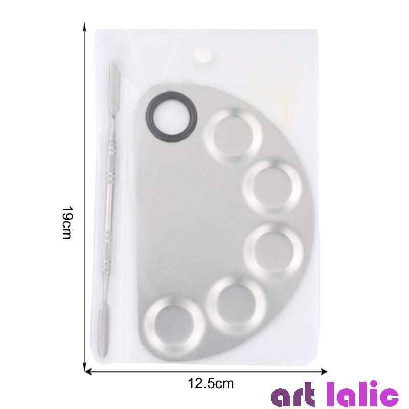 Палитра из нержавеющей стали + стержень для перемешивания, настольный коврик, моющийся салонный маникюр, оборудование для дизайна ногтей, инструменты для макияжа