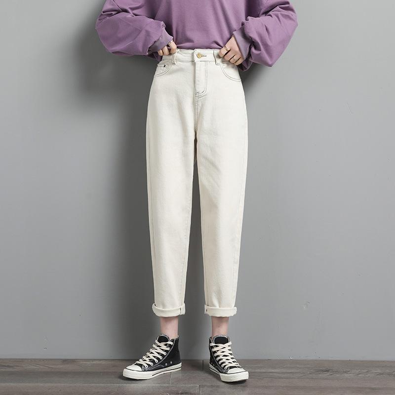 Весенние и осенние женские джинсы Брюки-харлан Свободные джинсовые джинсы Тонкие эластичные брюки с редисом Длинные брюки Джинсовые брюки Брюки девять четвертей