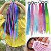 Synthetic Colored Long Braided Ponytail Extensions With Elastic Band Rainbow Braid Ponytail Hairpiece For Girl And Kids