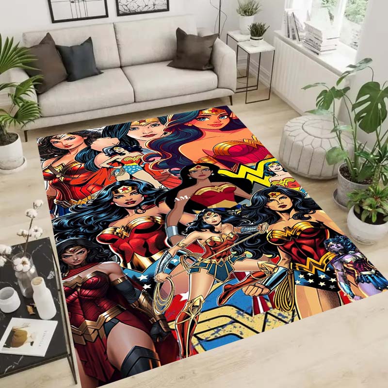 Wonder Woman pattern rug, suitable for living room, bedroom, bedside, balcony and other places, Nordic style decorative rug,