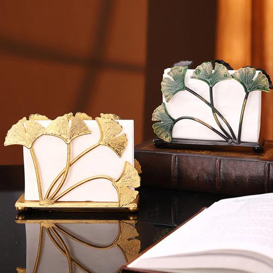 Ginkgo Vertical Napkin Holder Rustic Ginkgo Leaves Napkin Storage Holder Metal Paper Towel Dispenser Kitchen Tabletop Decorative Organizer