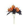 Black Artificial Flowers Bouquet No Fading Simulation Maple Leaf Halloween Pumpkins Branch  Table