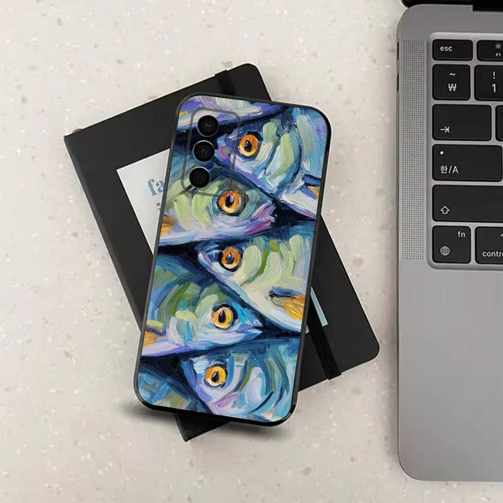 Sardines Ocean For Samsung Galaxy A53,31,52,72,41,Note,J7,8,9,5G,22,73,32,71, Soft Black Silicone Case