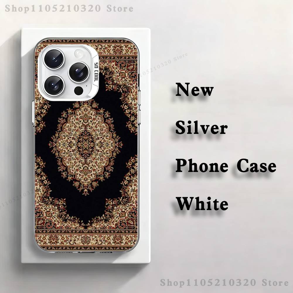 Arab Persian Carpet Floral Phone Case For iPhone 17,16,15,14,13,12,11,Pro,Max,Plus,Mini,XS,SE Anti Fall White Matte Hard Bumper