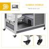 Wooden Rabbit Hutch With 4 Wheels Rabbit House And Ramp 90x53x59cm Gray