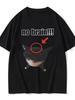2026Summer Cotton Printed TShirt No Brain Cat Funny Meme Graphic Tee Unisex WOMEN Plus Size Loose Casual Hip Hop Rap Comfort Top