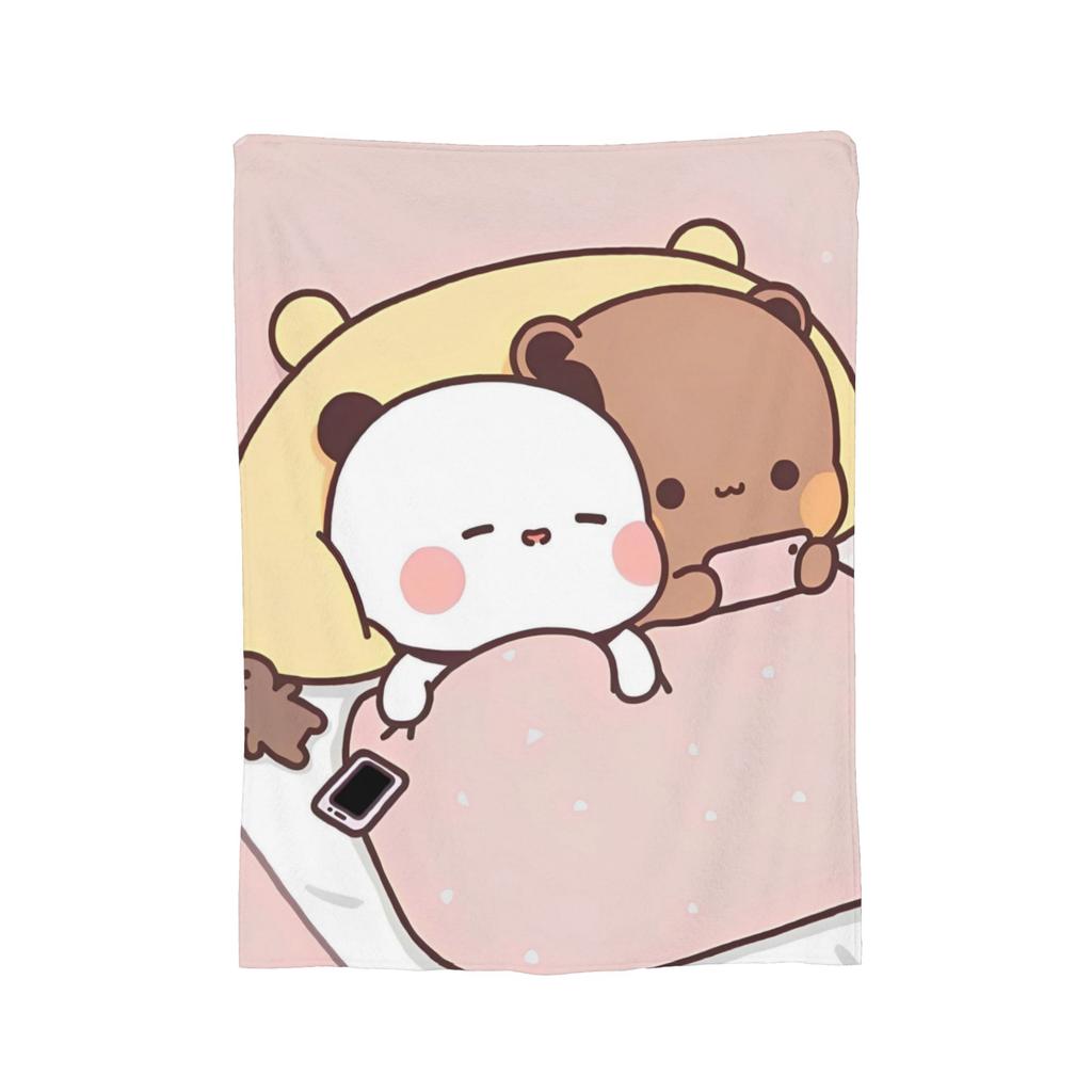 Bubu and Dudu Blanket Velvet Panda And Brownie Bear Couple Warm Throw Blanket for Bedding Couch Bed Rug
