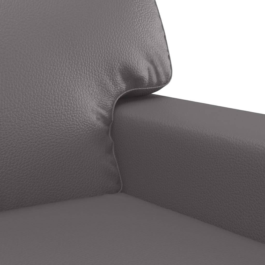 3 Piece Sofa Set with Cushions Grey Artificial Leather