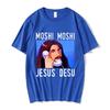 Nicolas Cage Moshi Moshi Jesus Desu T-Shirt Men Funny Meme Picolas Cage Awesome T-shirts Polyester Short Sleeve T Shirt Clothing