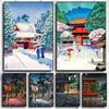 Retro Art Japanese Landscapes Cartoon Poster Canvas Painting Janpan Building View Wall Art For Living Room Home Decoration