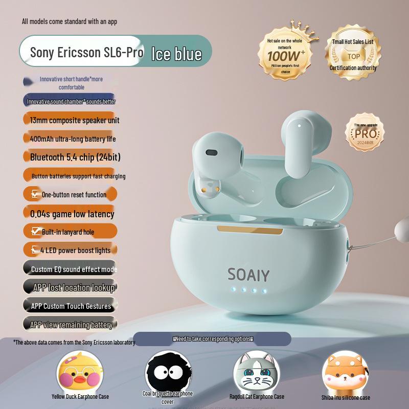 Sony Ericsson SL6 2025 True Wireless Semi-In-Ear Sports Bluetooth Headphones for Huawei & Apple.