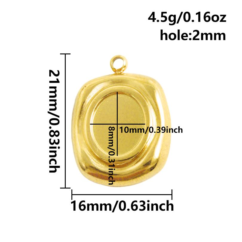 6pcs Heart Square Water Droplet Oval Cabochon Base Setting Pendant Stainless Steel Charms For Jewelry Making Bulk DIY Materials