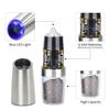 Gravity Electric Pepper Grinder With Blue LED Light, Stainless Steel Automatic Mill For Salt and Black Pepper