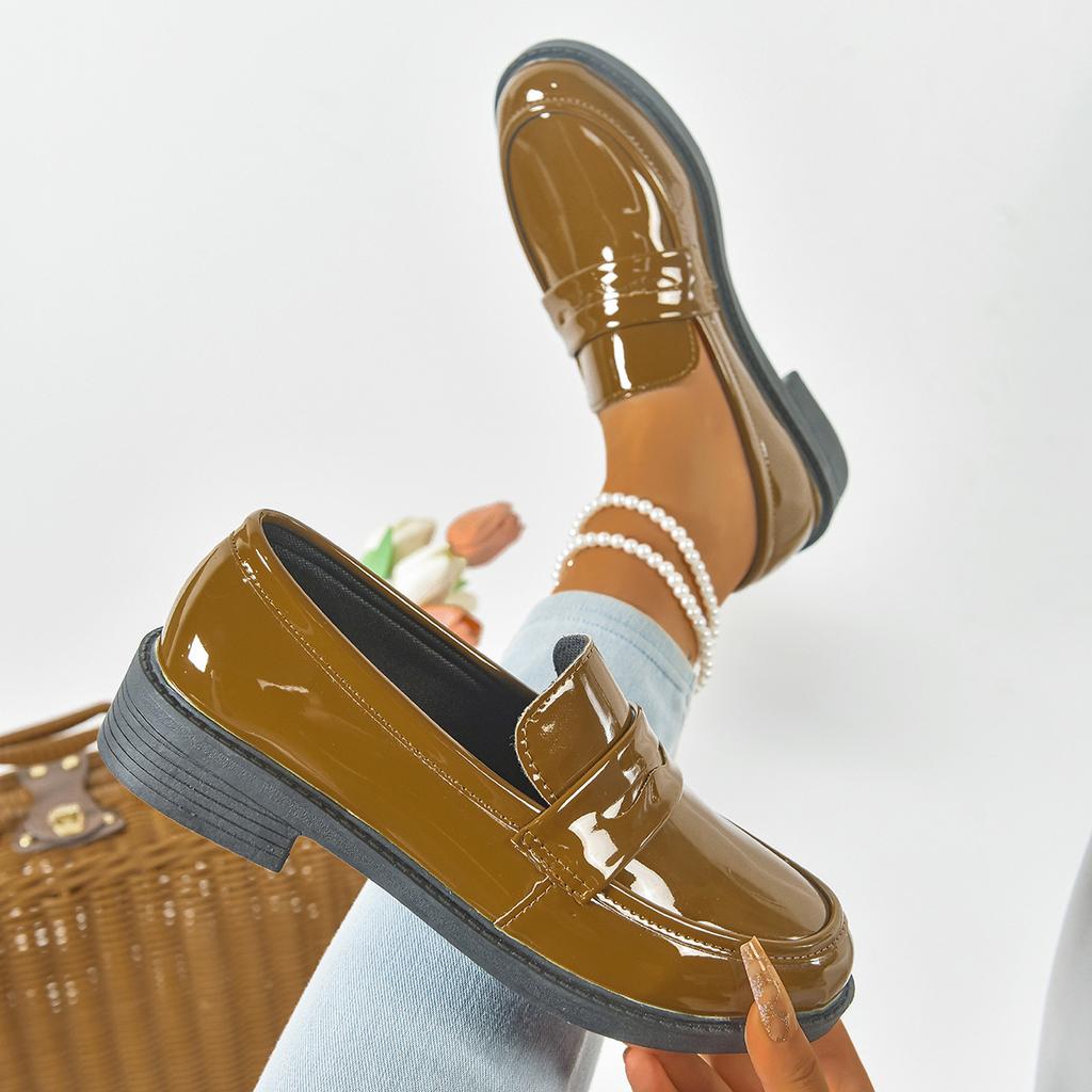 Весна и лето 2025 года японские ретро универсальные лоферы квадратный носок толстая подошва увеличивающие рост британский стиль маленькие кожаные туфли женские студенческие одинарные