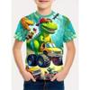 Summer Boys' Children's Fashionable Loose Comfortable T-shirt Domineering Dinosaur Animal Print Breathable T-shirt