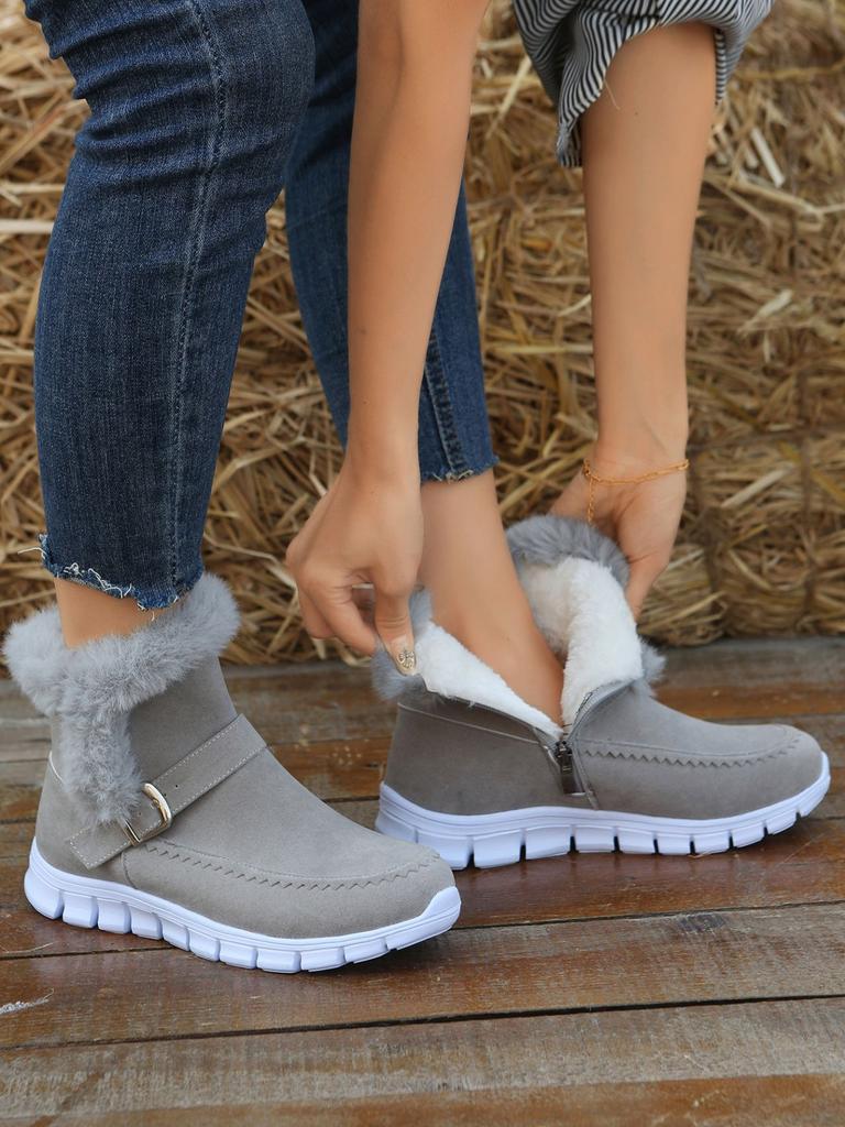 Fashion Fur Warm Chelsea Snow Boots Winter Women Casual Shoes New Short Plush Suede Ankle Boots Flats Gladiator Sport Ladie Botas Mujer