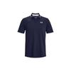 Solid Color Logo Crew Neck Straight Fit Polo Shirt Men Polo Shirts Navy-Blue 1377364-410