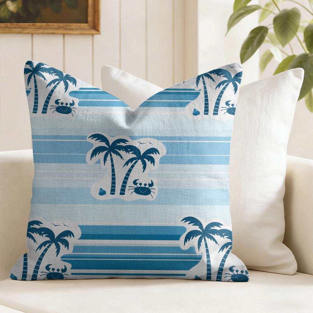 Plam Trees Flowers Cushion Cover Summer Linen Pillow Case Organic Fabric Cushion Cover DoubleSided Print Sofa Home Decor