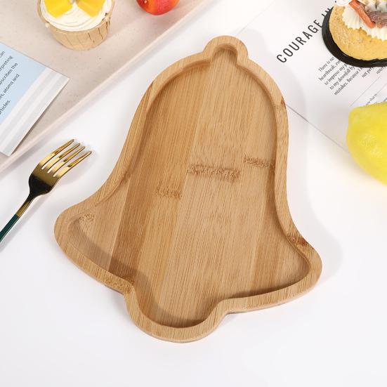 Christmas Snack Tray Bamboo Serving Plate Decorative Platter Nuts Display Desktop Food Tray Modern Home Fruit Bowl Christmas Tree Shape Party