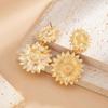 Ingemark Trendy Elegant Gold Color Sunflower Drop Earrings For Women Vintage Charm Engagement Wedding Party Jewelry Accessories