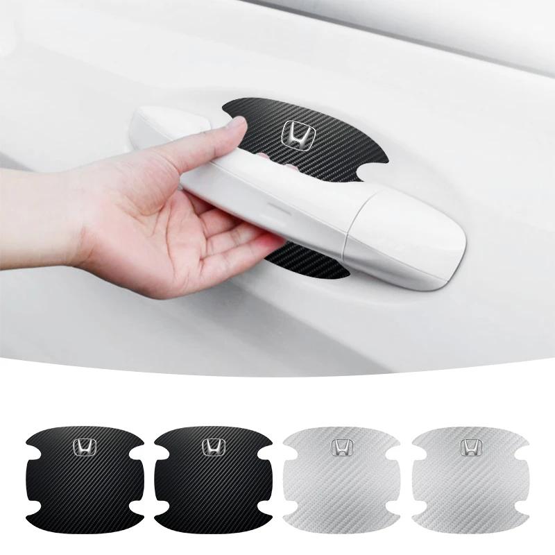 4PCS Car Door Handle Bowl Scratch Protector Carbon Fiber Stickers For Honda civic accord fit jazz pilot CRV odyssey passport akw256
