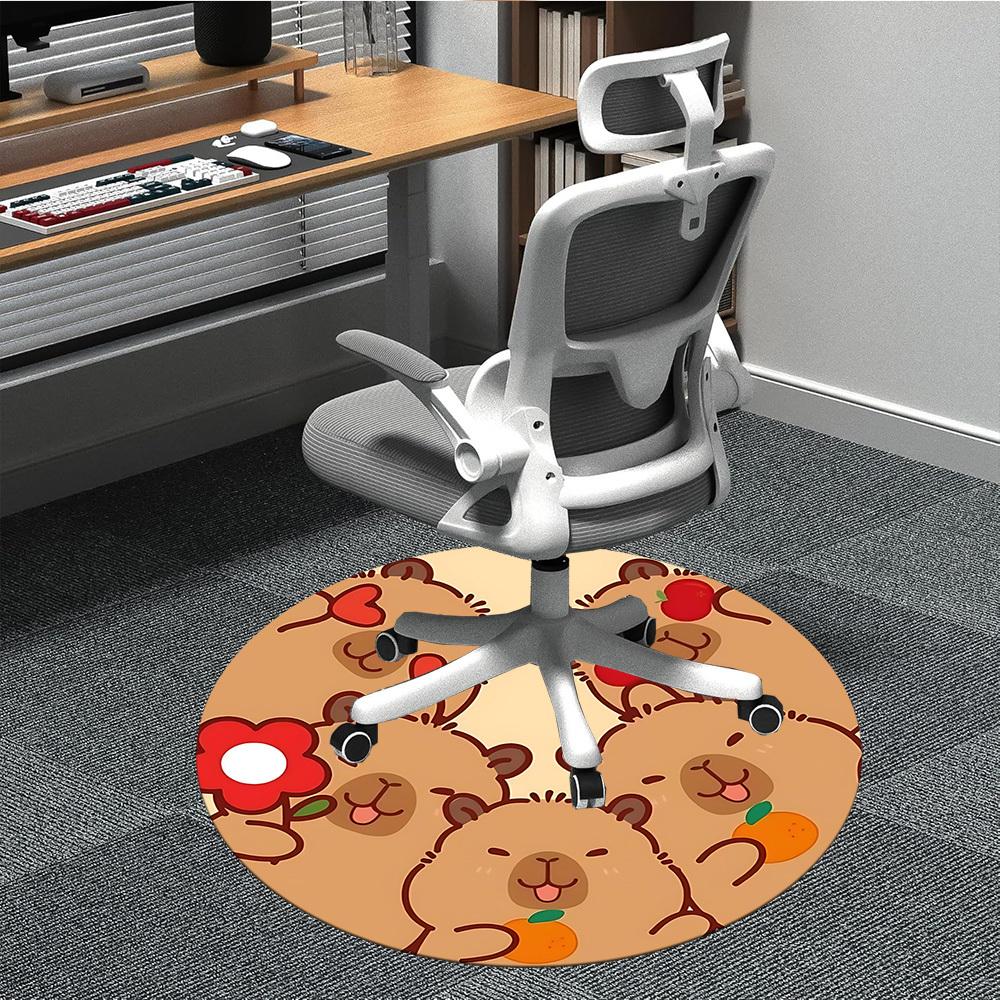1PC Cute Capybara Chair Carpet for Office, Indoor Non-Slip Washable Carpet, Soft Comfortable Mat For Office Room yy250930069