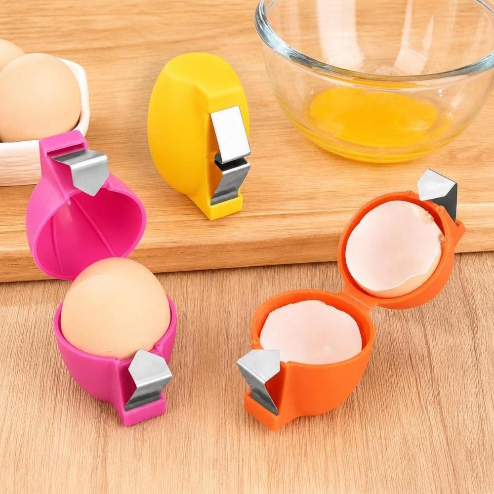 3 Pack Non-Slip Design Egg Shell Opener Pink, Yellow, Orange Egg Peeler Cube Restaurant