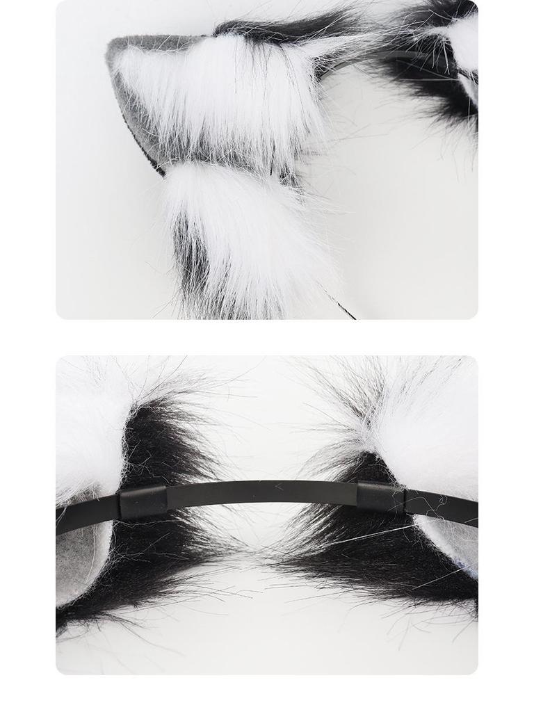 Handmade Plush Cat Ear Headband and Fox Tail Cosplay Prop for Anime Conventions