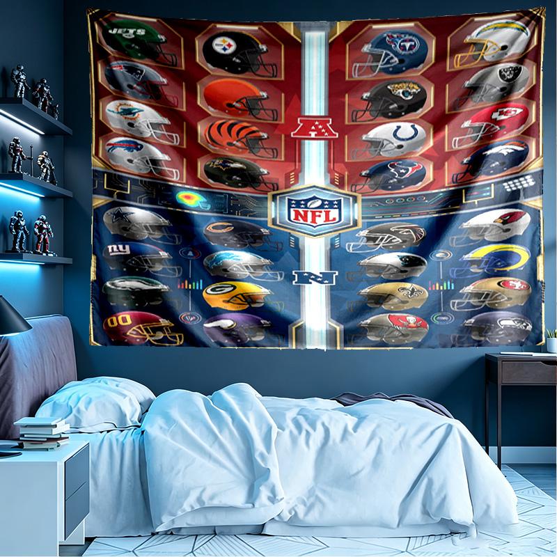 NFL Print Tapestry, Lightweight Wall Hanging, for Bedroom, Dorm, Living Room, Home Art Decor, Birthday Christmas Gift for Friends