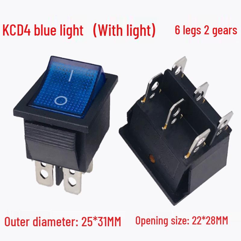 KCD4 Rocker Switch: 16A, 250V, 4/6 Pins, 2/3 Positions, with Lighted Reset Button