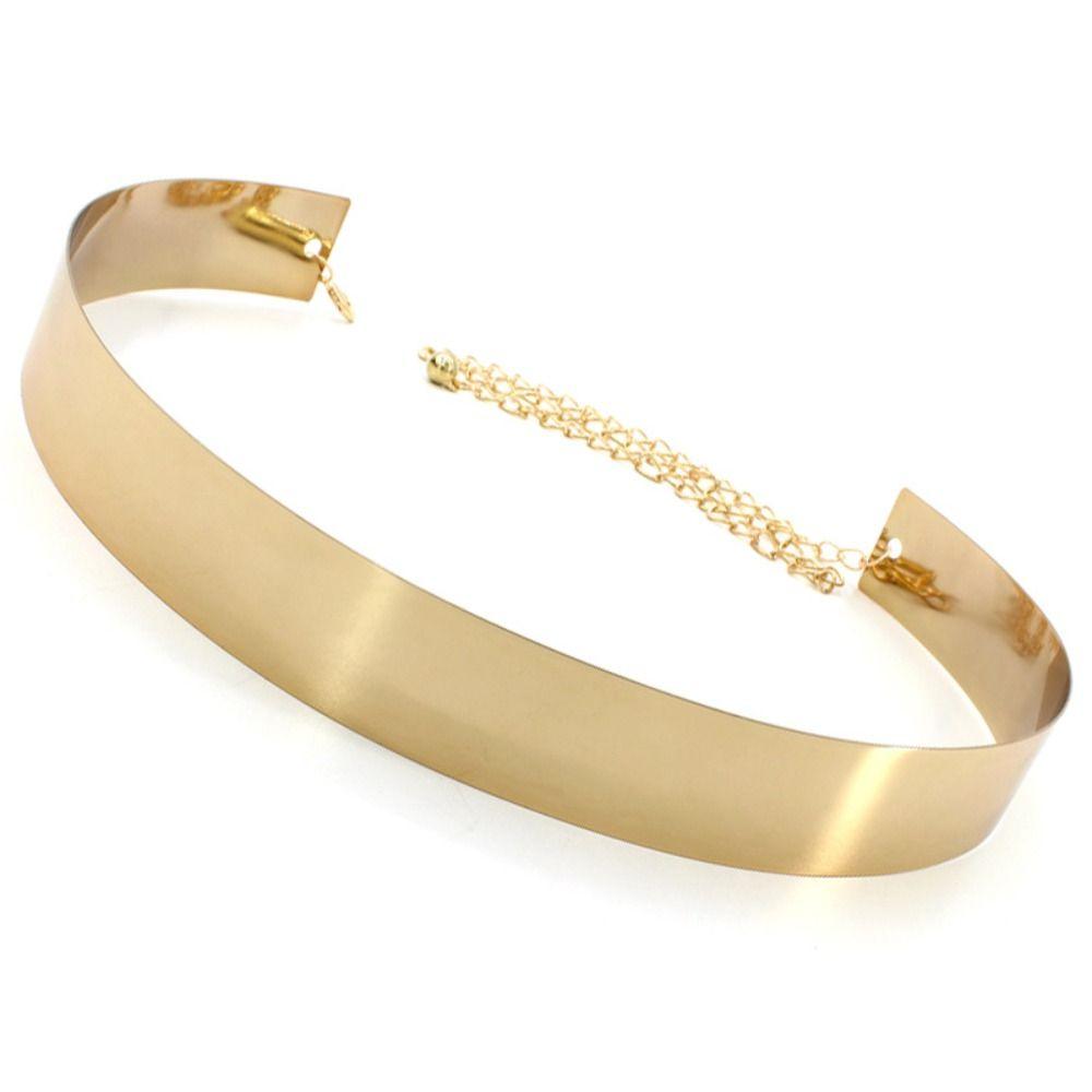 Women Gold Silver Mirror Waistband Fashion Dress Bling Waistband New Metal Designer Belt