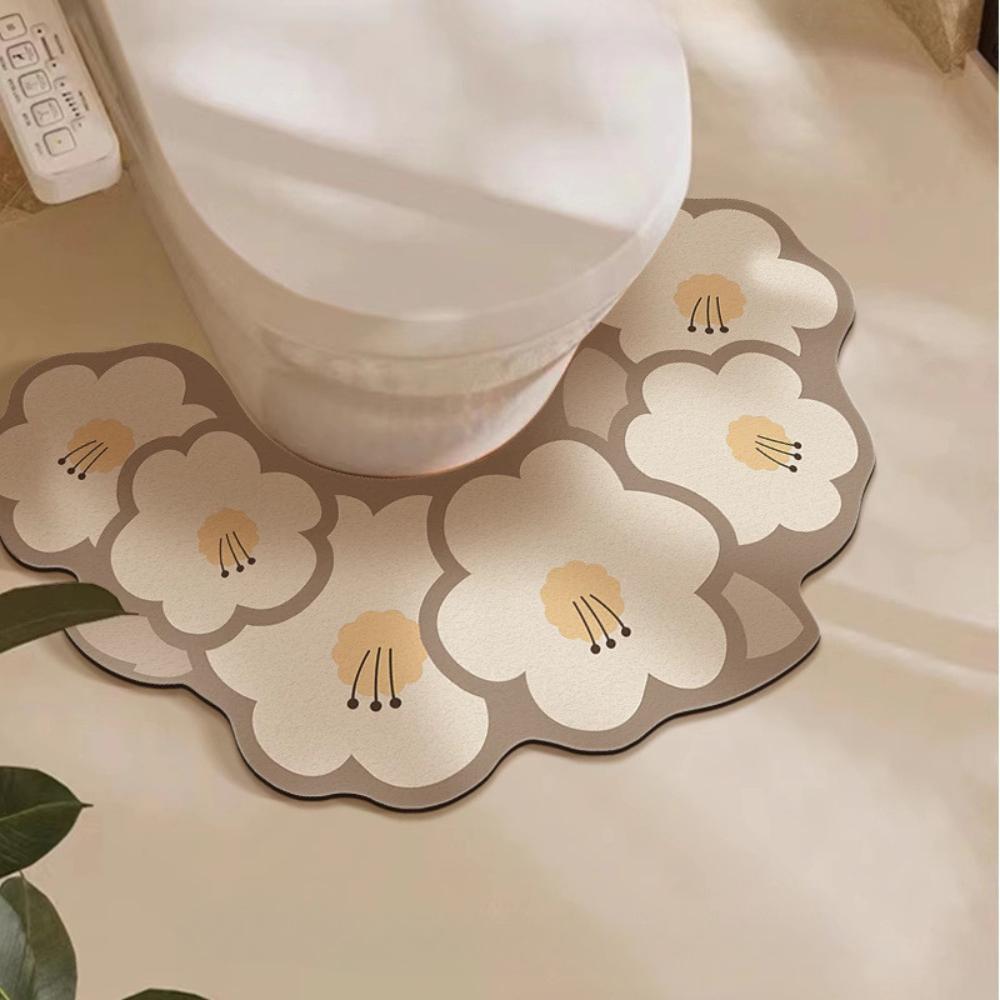 1pc Cute Thin Bathroom Mat Non-Slip Super Absorbent Bath Carpet Quick Drying Special-Shaped Toilet Door Mat Home Decoration