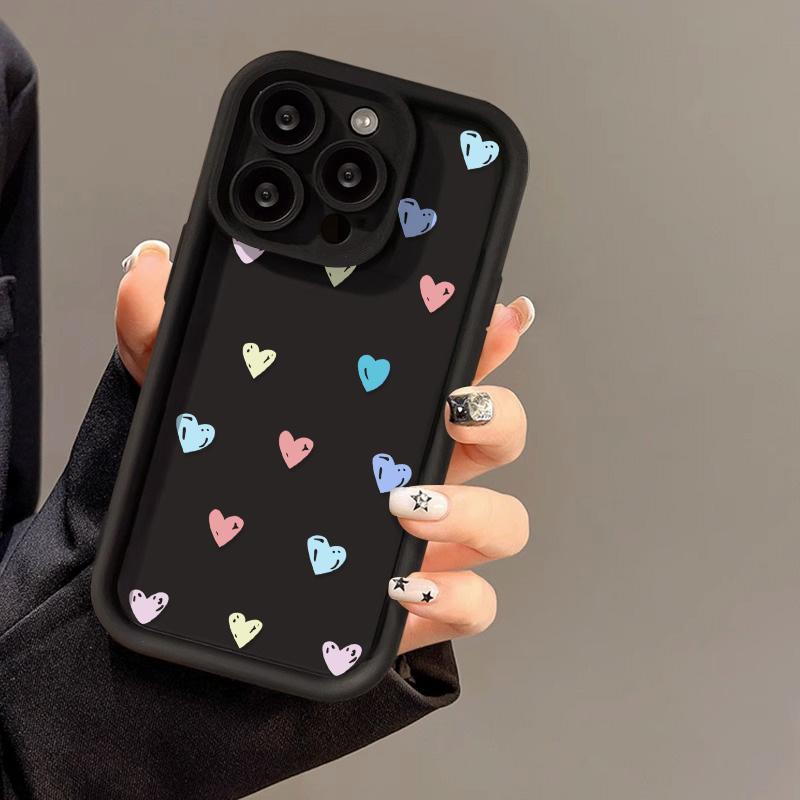 Милый чехол для телефона с узором в виде сердечек для iPhone 17 Air 16 e 15 14 13 12 11 Pro Max Plus Mini SE 2020 2022 Мягкая задняя крышка