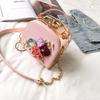 Women Fashion Casual Chain Box Bag Shoulder Bag Pearl Flower PU Leather