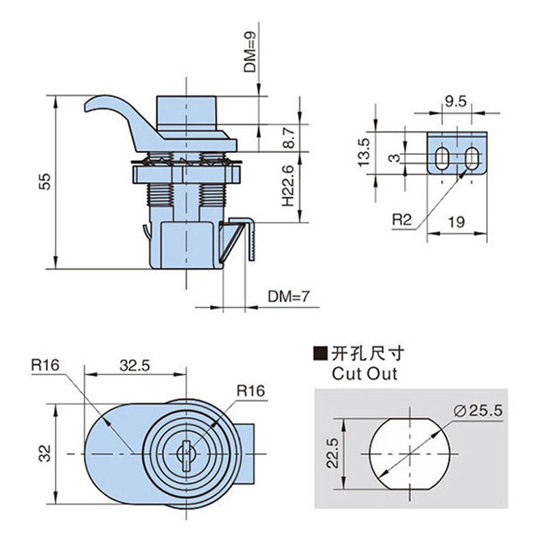 1 Set Locking Push Button Latch For Marine Boat Radio Box, Tool Box, Electronic Box, Motorcycle Glove Box Lock