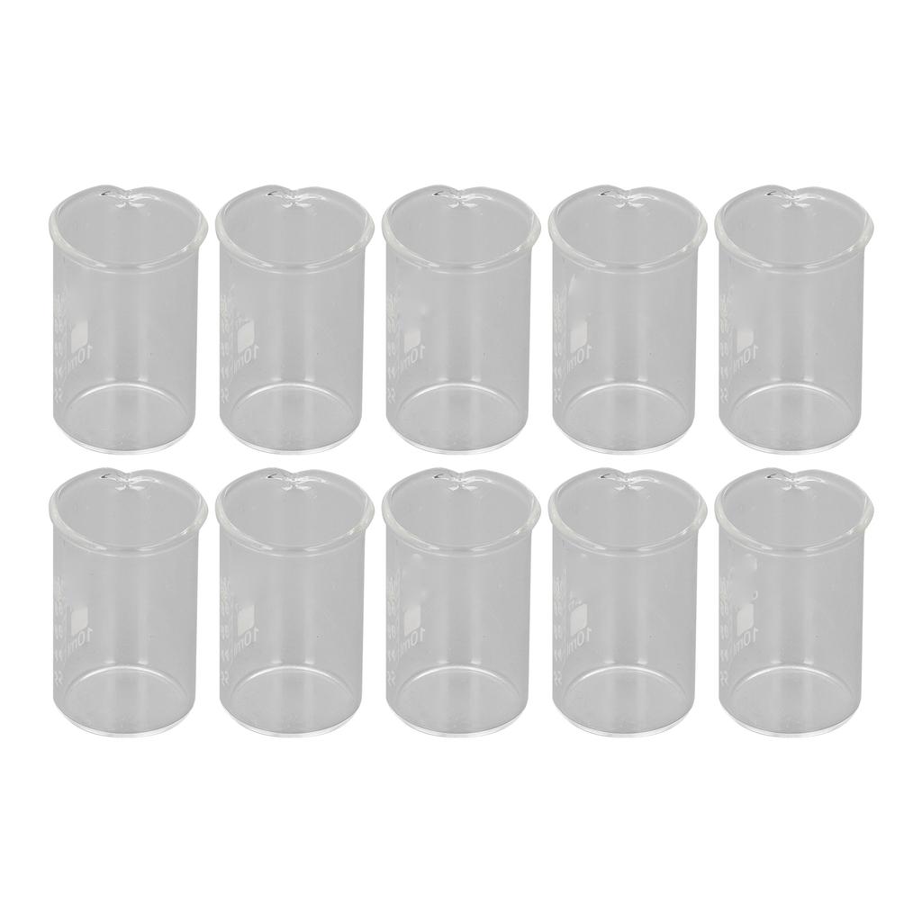 10 шт. Стакан из боросиликатного стекла, прозрачный, с градуировкой, лабораторный стакан для академических и промышленных экспериментов, 10 мл