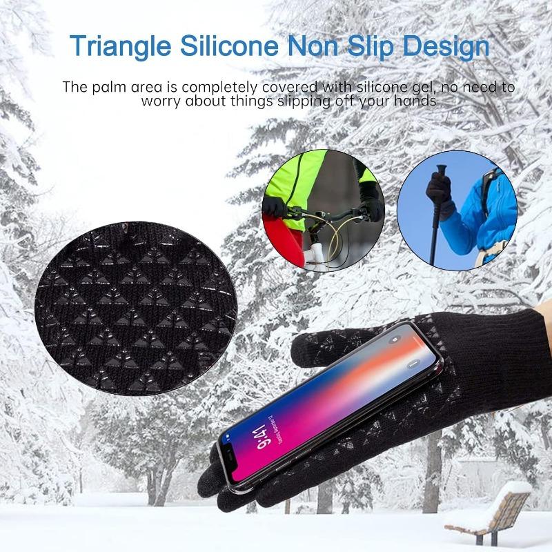 3 пары Женские Мужские Теплые Зимние Перчатки с Сенсорным Экраном Холодные Теплые Вязаные Шерстяные Перчатки Шерстяные Перчатки с Полным Пальцем для Велоспорта на Открытом Воздухе Вождения