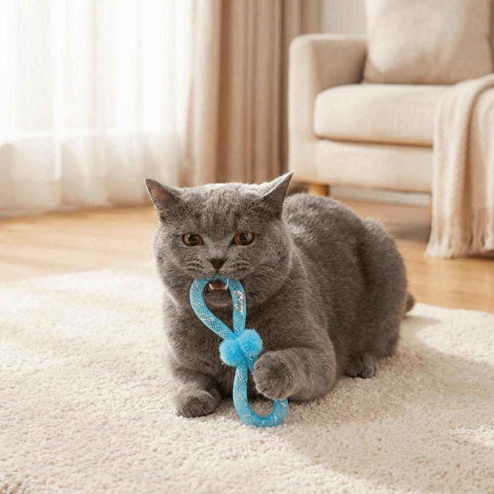 Plastic Cat Attached Hose Toys Colorful Interactive Pet Toy Bowknot Cat Toy Indoor Use